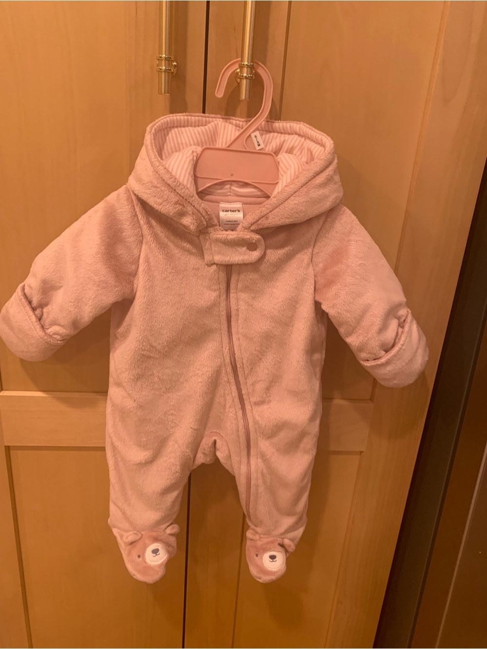 Pink Newborn Babt Hooded Coat with Footies